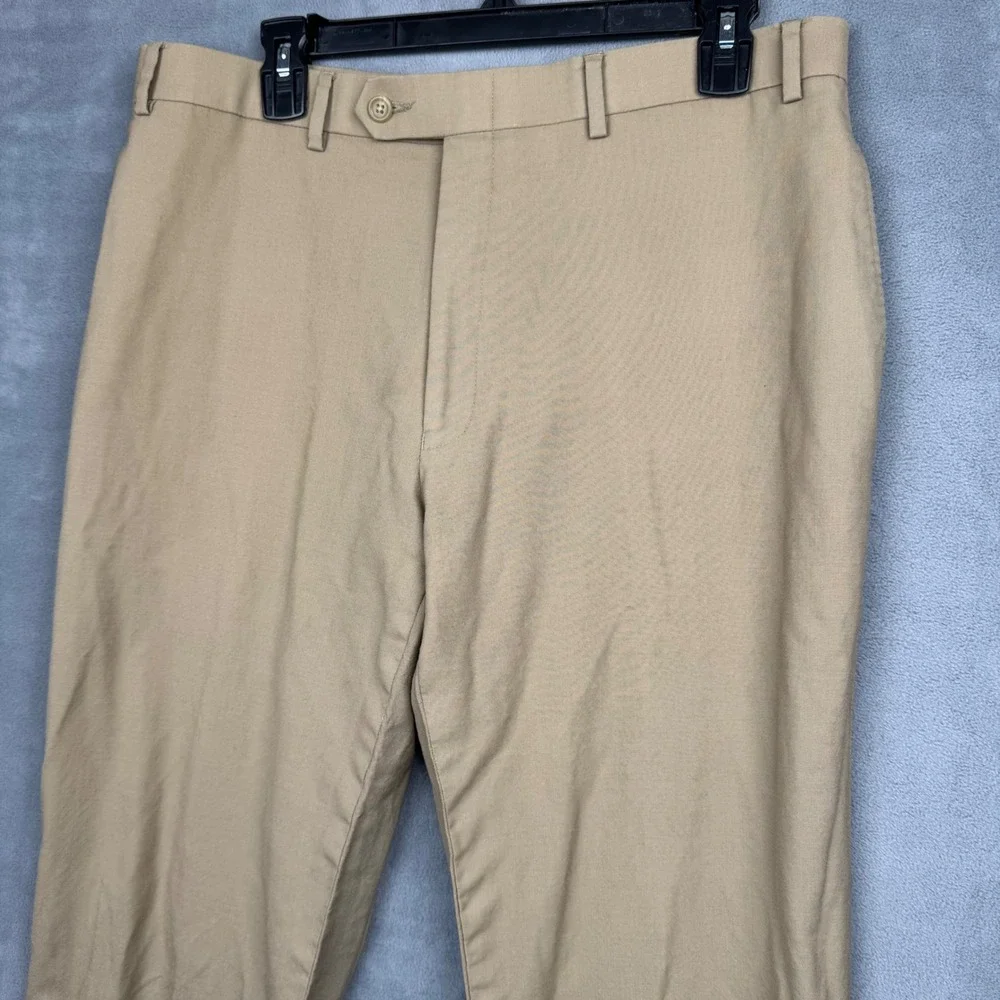 Lauren Ralph Lauren Mens 100% Wool Khaki‎ Straight Leg Dress Pants Total Comfort